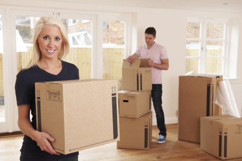Removal van and moving boxes for a Sands End house move