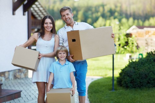Packed household items prepared for local removals in Sands End