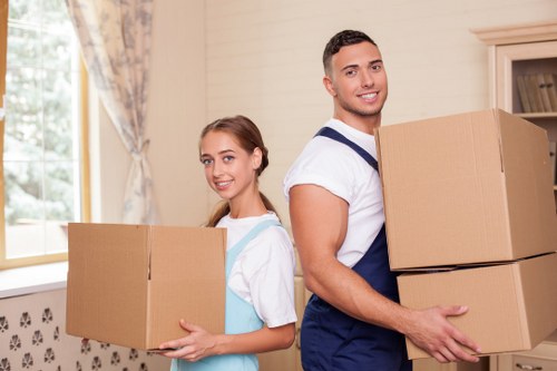 Local moving team handling boxes in Sands End with access considerations