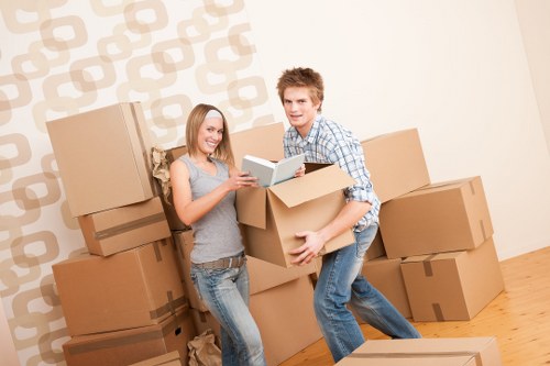 Loading boxes and furniture into a removals van in Sands End